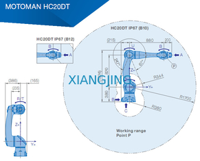 Używane ramię robota przemysłowego YASKAWA HC20DT IP67 współpracujące 20 kg Ładowność 1700 mm Roboty z ramieniem